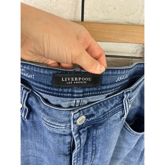 Liverpool Men's High Rise Relaxed Fit Straight Leg Jeans Denim Blue Size 35/30 - Picture 8 of 11